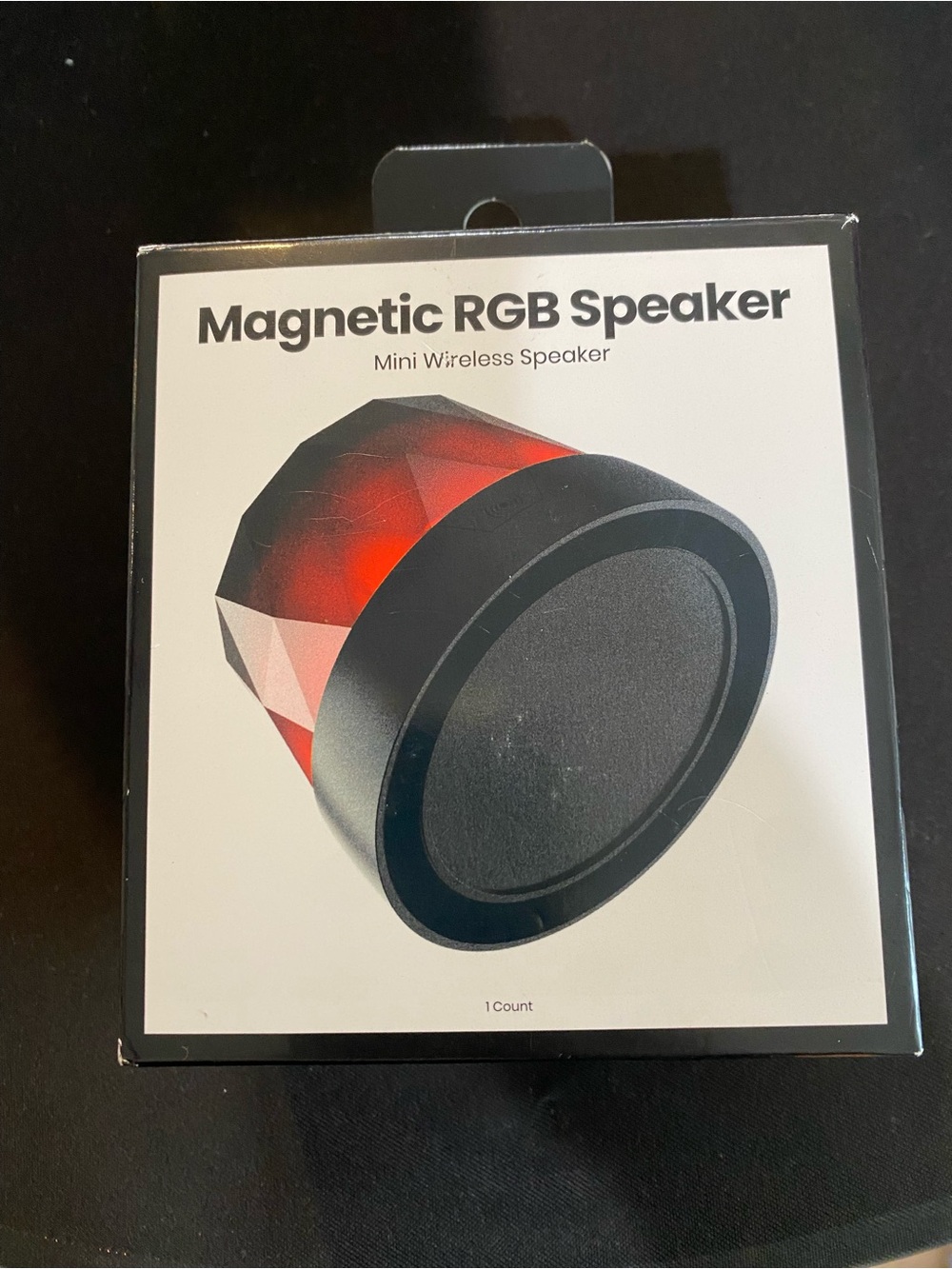 Magnetic RGB Mini Wireless Speaker - Black with Red LED Accent